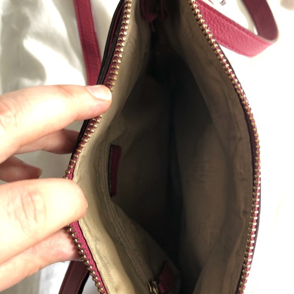 Cole Haan Pebbled Raspberry Leather Crossbody - Picture 6 of 7